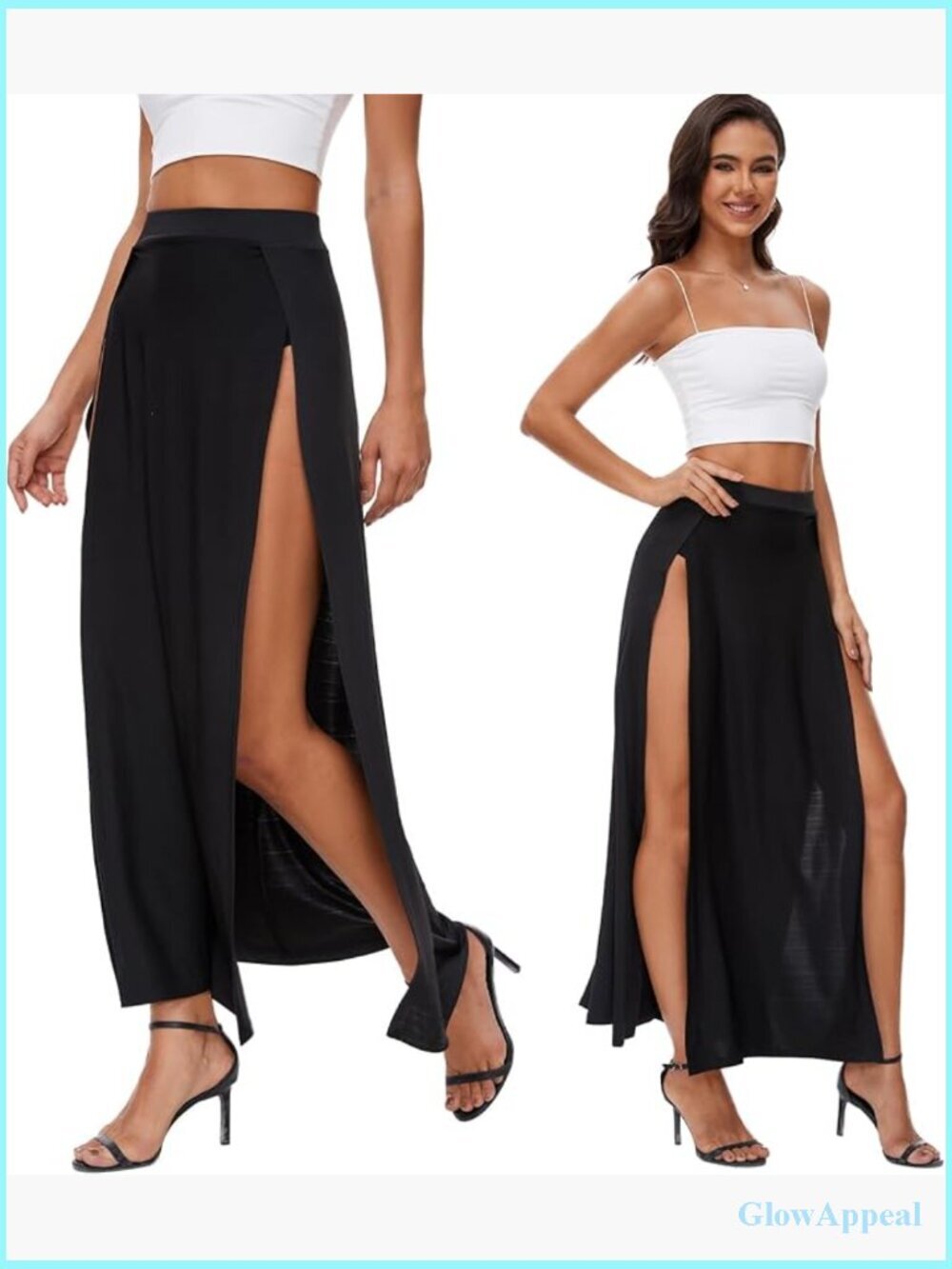 Elastic Waist High Split Wrap Flowy Long Maxi Skirt Side Slit Beach Party